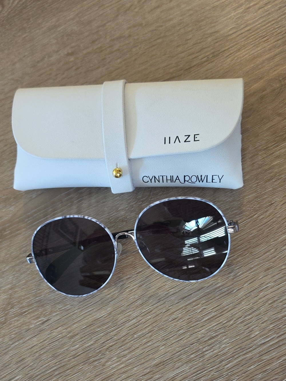 Cynthia Rowley Haze White Frame Sunglasses with Dark Lenses